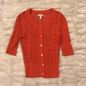 Susina Orange Cardigan 3/4 Sleeves Size S